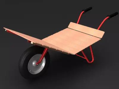 Wheelbarrow2 wooden wheelbarrow 3D model
