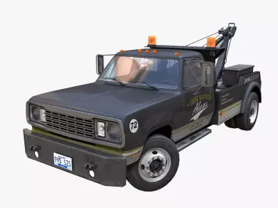 Classic wrecker tow truck Low-poly 3D model