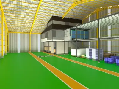 Industrial Metal Hangar 3D model from CGTrader