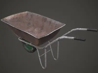 Old Wheelbarrow PBR Low Poly Low-poly 3D model