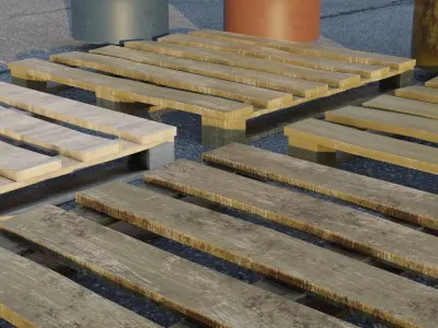 Pallets PBR game ready set of wooden Low-poly 3D model