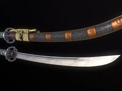 Katana Low-poly 3D model 15