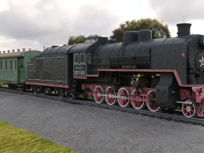 locomotive SO17 Low-poly 3D model