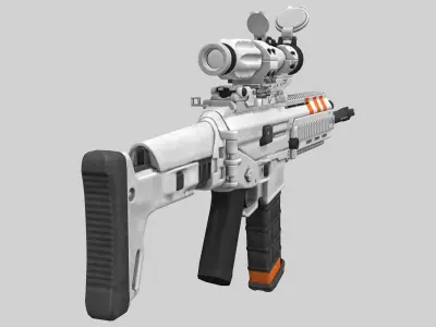 Cyberpunk Futuristic White Riffle Machine Gun Low-poly 3D model