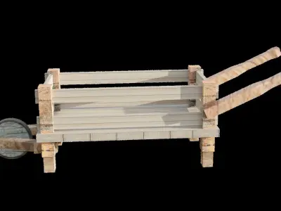 Wooden Wheelbarrow Low-poly 3D model get