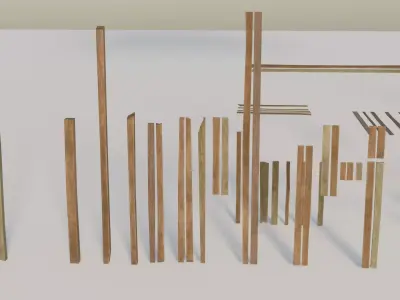 Pack wooden planks game-ready Low-poly 3D model