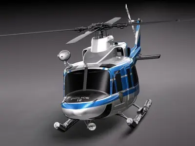 police bell 412 helicopter 3D model