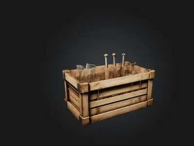 Realistic Wooden Crate Low-poly 3D model