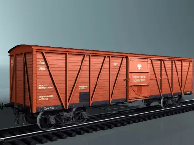covered cargo boxcar Low-poly 3D model
