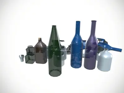 Glass Wine Bottle Storage Bottle with Lid Cap Low-poly 3D model