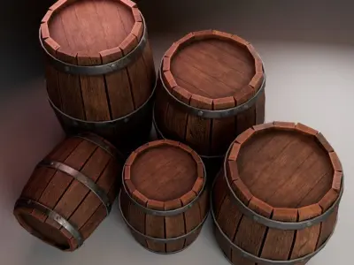 Wooden Marine Cargo Barrel Low-poly 3D model