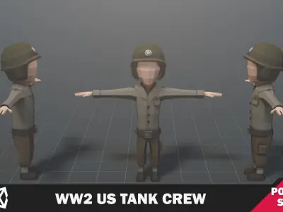 WW2 US Tank Crew Low-poly 3D model