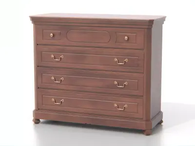 Antique Wooden Chest of Drawers 02 Low-poly 3D model