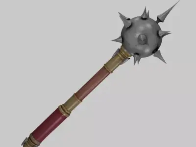 Medieval Mace Low Poly Game Ready Texture and UV Low-poly 3D model
