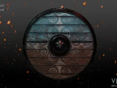 Viking Shield Blue  White - Lowpoly Low-poly 3D model