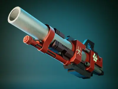 Fantasy Gun Game Asset Low-poly 3D model