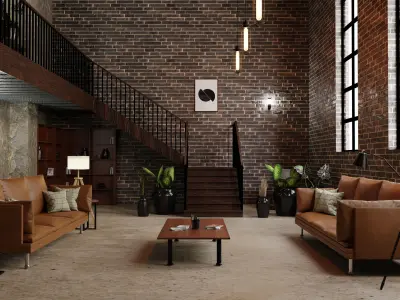 industrial living room 3D model