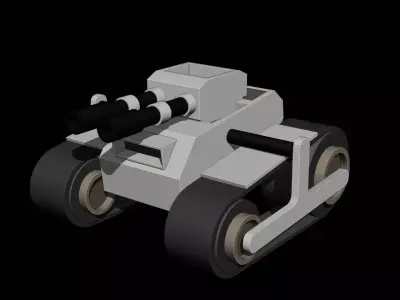 Stylized Low Poly Tank Twin Barrel Game Ready Low-poly 3D model