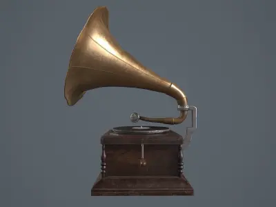 Antique Gramophone Low-poly 3D model