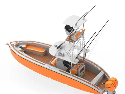 Sport fishing boat Orange 3D model