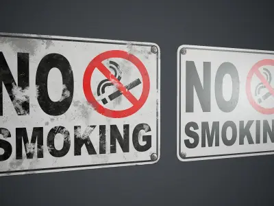 Plastic No Smoking Sign PBR Game Ready Low-poly 3D model