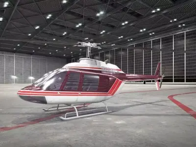 Helicopter in hangar 3D model