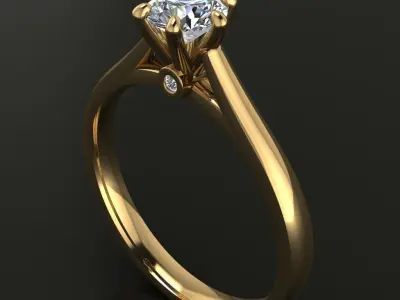 Solitaire 6 Prong Diamond Gallery Engagement Ring 3D print model