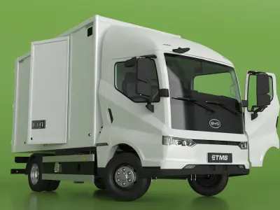 Truck BYD ETM6 White Rigged 3D model
