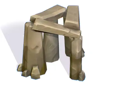 Handpaint Cartoon Stone Memorial Totem Symbol Low-poly 3D model 3