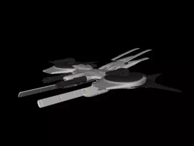 Spaceship Low-poly 3D model 14