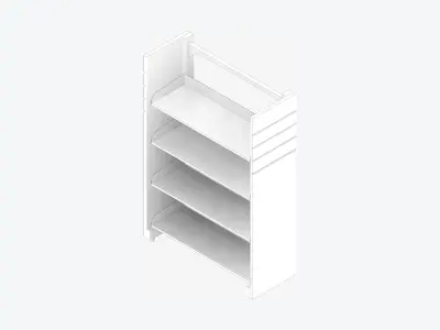 Shelving - Library - Integral - Metal - Single Sided Low-poly 3D model