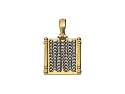 Diamond Lotus column sides scroll pendant charm 3D print model