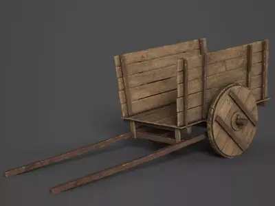 Wooden Cart Low-poly 3D model get