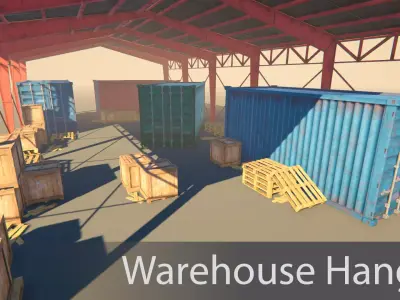 Warehouse Hangar Garage game ready Low-poly 3D model