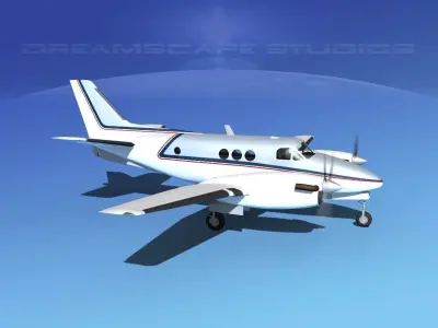 Beechcraft King Air 100 V04 3D model