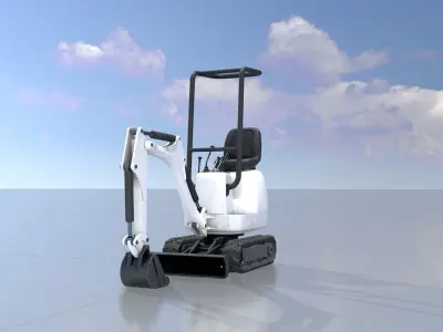 Mini-Digger White Low-poly 3D model