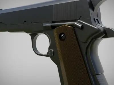 Game Ready PBR M1911-A1 Gun Model Free low-poly 3D model