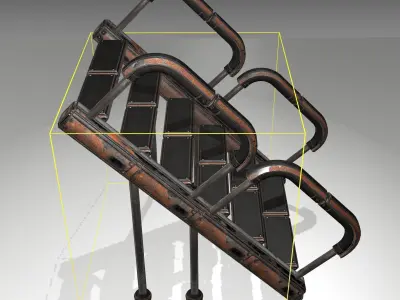 Futuristic Stairs - 28 - Rusty Textures Low-poly 3D model