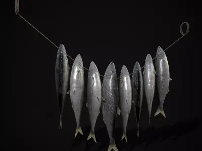 Hanging Herring Fish Low-poly 3D model