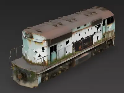 Realistic Abandoned Diesel Locomotive 3d model Low-poly 3D model