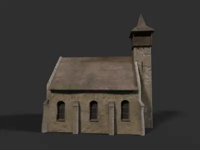 Medieval church Low-poly 3D model
