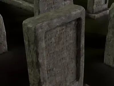 Fantasy Gravestone Set Low-poly 3D model