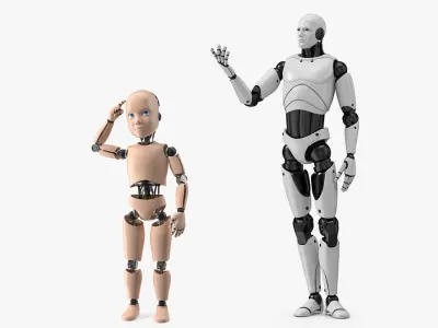 Humanoid Robots Adult and Child Collection 3D model