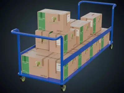Transport Trolley 1 Basic Low-poly 3D model