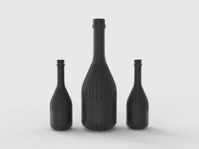 Bottle three bottles Free low-poly 3D model