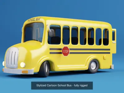Stylized Cartoon Vehlices - Fully rigged 3D Model Pack