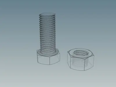 Screw with Nut M12X1-5 Free 3D model