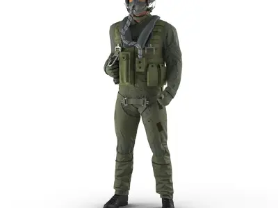 US Military Jet Fighter Pilot Rigged for Maya 3D model