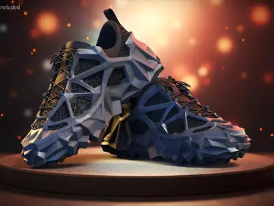 Athletic Footwear with Geometric Structure in Box 3D model