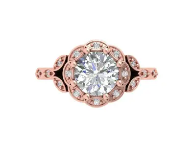 Solitaire Engagement Art Deco Ring  3D print model purchase